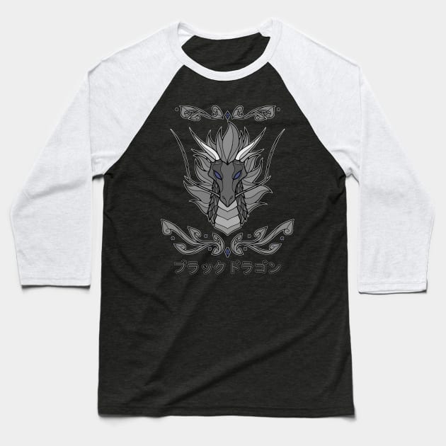 Black Dragon Baseball T-Shirt by KyodanJr